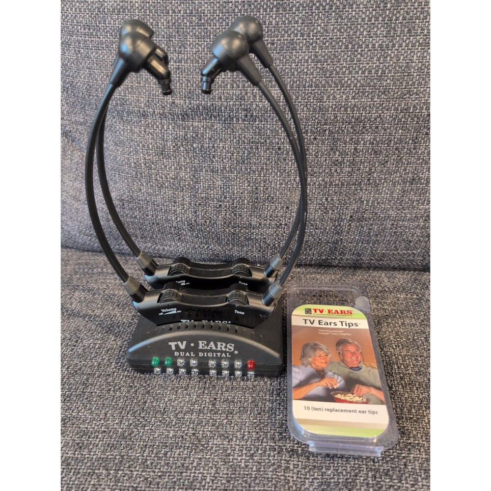 TV Ears Digital Wireless Listening System Model 21502F Earphones Dock Headset